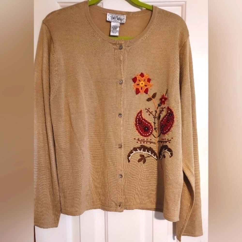 𝅺bob Mackie Autumn Wool Blend Sweater Cardigan XL